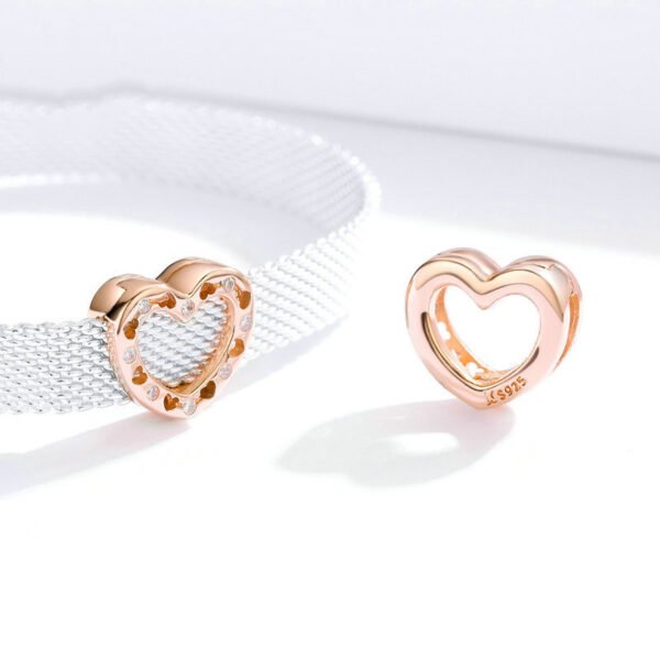 DIY Heart Shaped 925 Sterling Silver Beads Rose Gold Plated Necklaces 5