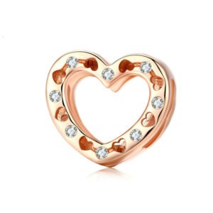 DIY Heart Shaped 925 Sterling Silver Beads Rose Gold Plated Necklaces 3 DIY Heart Shaped 925 Sterling Silver Beads Rose Gold Plated Necklaces 3