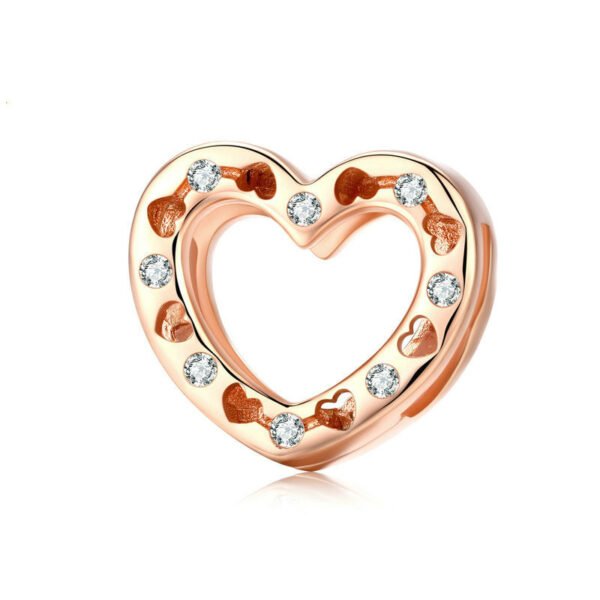 DIY Heart Shaped 925 Sterling Silver Beads Rose Gold Plated Necklaces 3