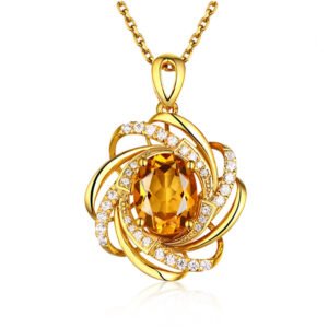 Low Luxury Plated 18k Golden Crystal Necklace Full Diamond Flower Gold Pendant Necklaces