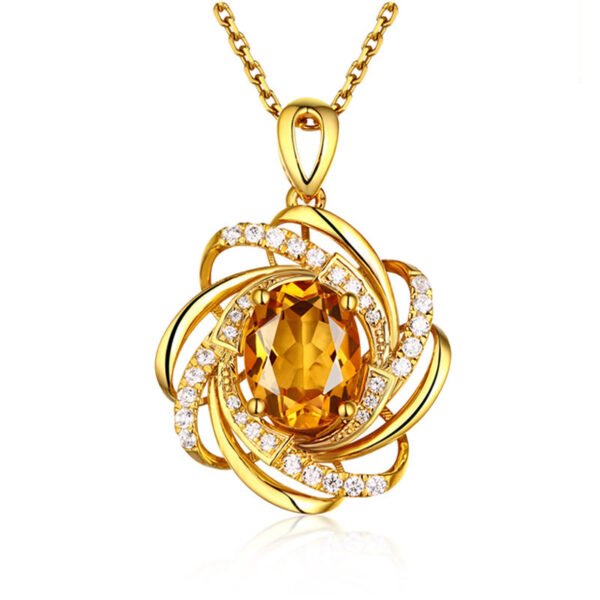 Low Luxury Plated 18k Golden Crystal Necklace Full Diamond Flower Gold Pendant Necklaces 3