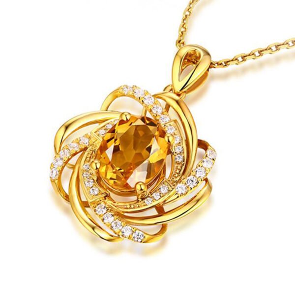 Low Luxury Plated 18k Golden Crystal Necklace Full Diamond Flower Gold Pendant Necklaces 5