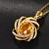 Low Luxury Plated 18k Golden Crystal Necklace Full Diamond Flower Gold Pendant Necklaces 12