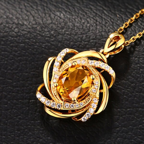 Low Luxury Plated 18k Golden Crystal Necklace Full Diamond Flower Gold Pendant Necklaces 7