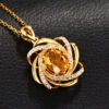 Low Luxury Plated 18k Golden Crystal Necklace Full Diamond Flower Gold Pendant Necklaces 11
