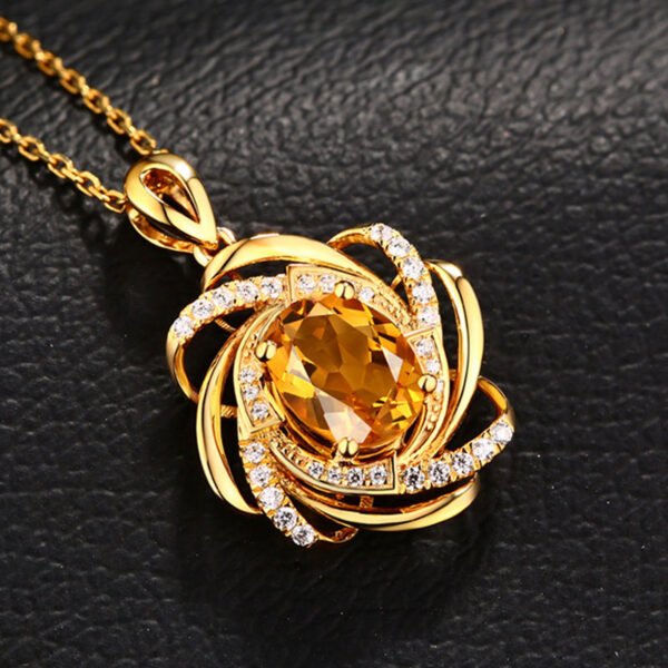 Low Luxury Plated 18k Golden Crystal Necklace Full Diamond Flower Gold Pendant Necklaces 6