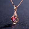 8k Rose Gold Clavicle Chain Ruby Pendant Necklace BestSelling 12