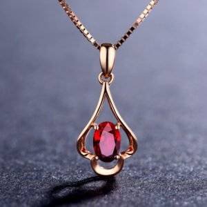 8k Rose Gold Clavicle Chain Ruby Pendant Necklace BestSelling