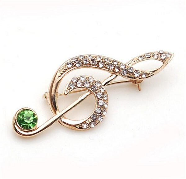 Gold-plated Diamond Music Symbol Brooch Accessories 5