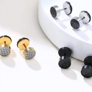 Cycolinks Stainless Steel Carbon Fiber Stud Earrings Earrings