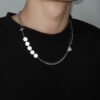 Reflective Pearl Necklace Asymmetric Stitching Chain Necklaces 8