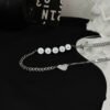 Reflective Pearl Necklace Asymmetric Stitching Chain Necklaces 10