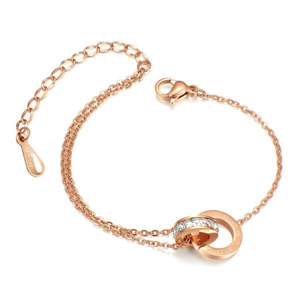 Roman Zircon Titanium Steel Anklet Rose Gold Silver Accessories 5