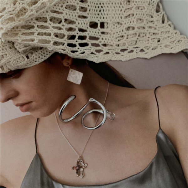 Retro Snake-Shaped Winding Opening Adjustment Drop Ring Ring Rings 7