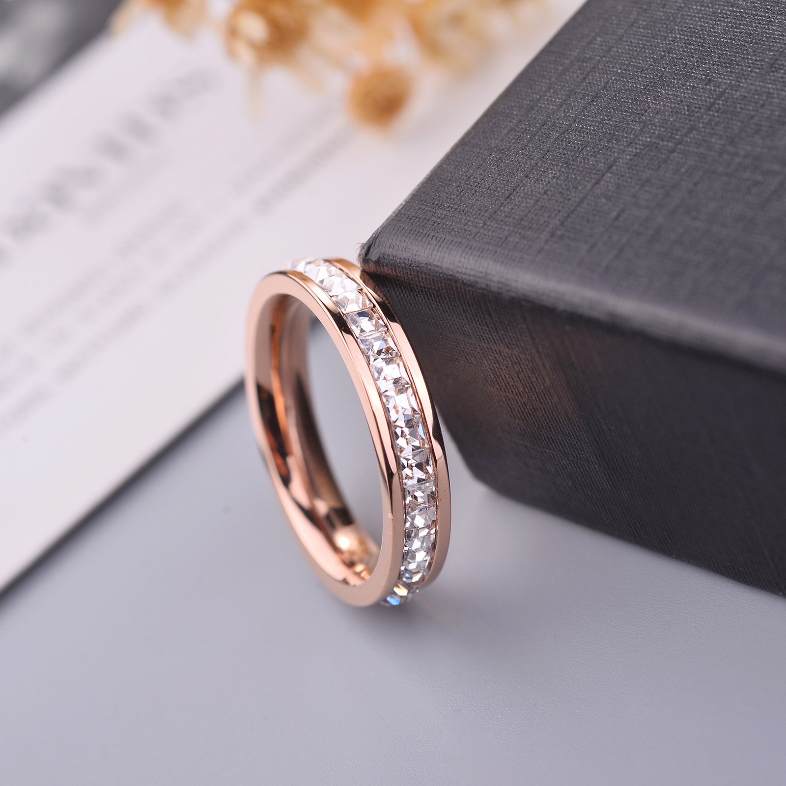 Titanium steel ring female Japanese and Korean version personality plated 18 rose gold ring does not fade fashion jewelry wholesale Rings 7 Titanium steel ring female Japanese and Korean version personality plated 18 rose gold ring does not fade fashion jewelry wholesale Rings 7