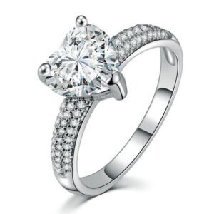 Heart-shaped Zircon Ring White Gold-plated Heart-shaped Diamond Ring Rings