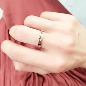 Roman Numerals With Diamond Couple Rings 18K Rose Gold Titanium Steel Rings Lucky Number Rings Rings