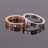 Roman Numerals With Diamond Couple Rings 18K Rose Gold Titanium Steel Rings Lucky Number Rings Rings 12