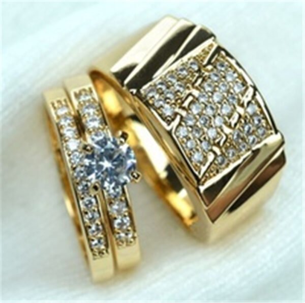 18k Gold-Plated Couple Simulation Diamond Engagement Ring For Men And Women In Europe And America Rings 5