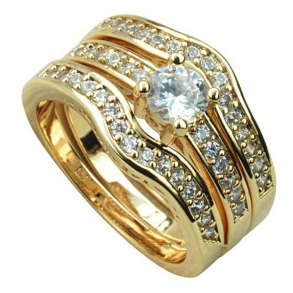 18k Gold-Plated Couple Simulation Diamond Engagement Ring For Men And Women In Europe And America Rings 4