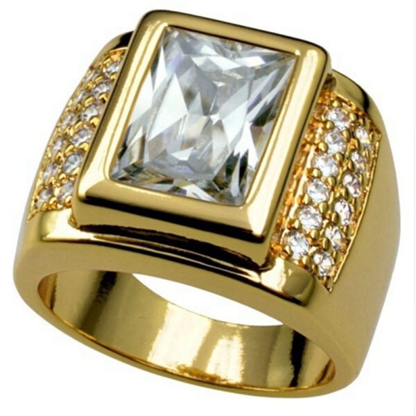 18k Gold-Plated Couple Simulation Diamond Engagement Ring For Men And Women In Europe And America Rings 7