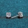 S925 Sterling Silver Four Prong Moissan Diamond Earrings Earrings 12