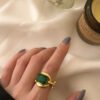 Fashion Retro Personality Emerald Gold Ring Rings 8
