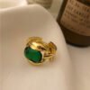 Fashion Retro Personality Emerald Gold Ring Rings 11