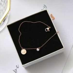 Letter Discs Diamond Paw 18K Rose Gold Anklet Color Gold Female Fashion Simple Personality Trend Accessories