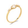 Light Luxury 9K Gold Natural White Crystal Pearl Ring Rings 10