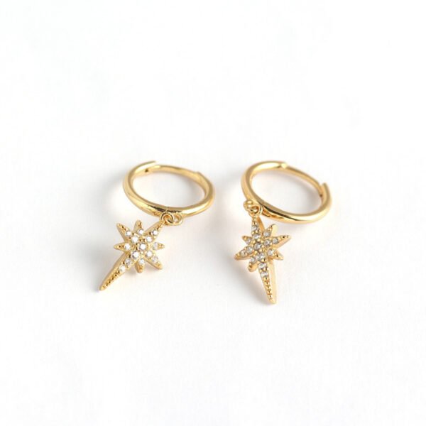 S925 Sterling Silver INS Light Luxury Eight-pointed Star Diamond Earrings Earrings 9