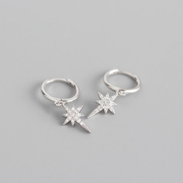 S925 Sterling Silver INS Light Luxury Eight-pointed Star Diamond Earrings Earrings 5
