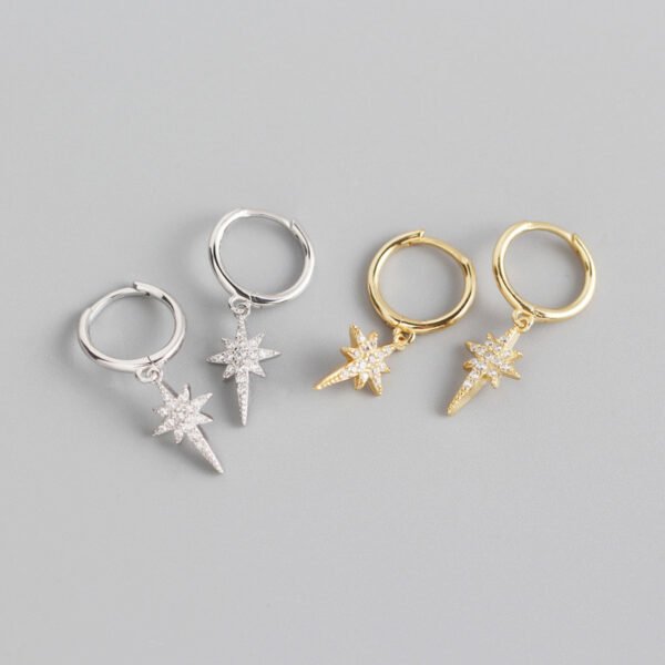 S925 Sterling Silver INS Light Luxury Eight-pointed Star Diamond Earrings Earrings 7