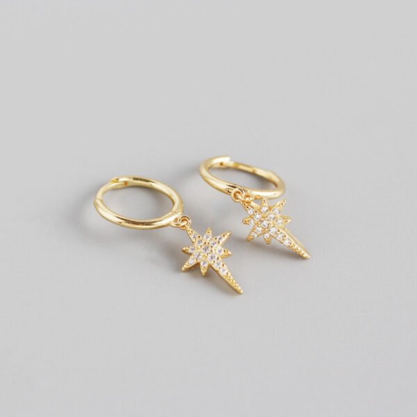 S925 Sterling Silver INS Light Luxury Eight-pointed Star Diamond Earrings Earrings 4