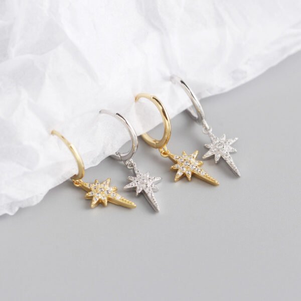 S925 Sterling Silver INS Light Luxury Eight-pointed Star Diamond Earrings Earrings 3
