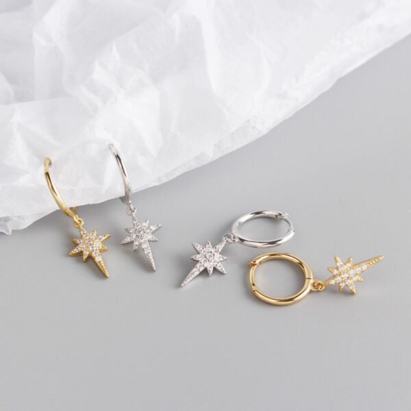 S925 Sterling Silver INS Light Luxury Eight-pointed Star Diamond Earrings Earrings 8