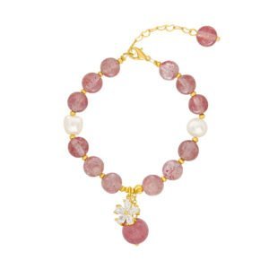 Recruiting Peach Blossom Natural Strawberry Crystal Bracelet INS18K Gold Electroplating Korean Girlfriends Flower Transfer Pearl Bracelet Bracelets