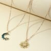 Sun Moon Necklace Blue Gold Stainless Steel Pendant Necklaces Jewelry Necklaces 10