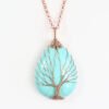 Natural Quartz Opal Stone Pendants Handmade Rose Gold Color Handmade Tree of Life Wrapped Drop Shaped Crystal Pendant Necklace Necklaces 13
