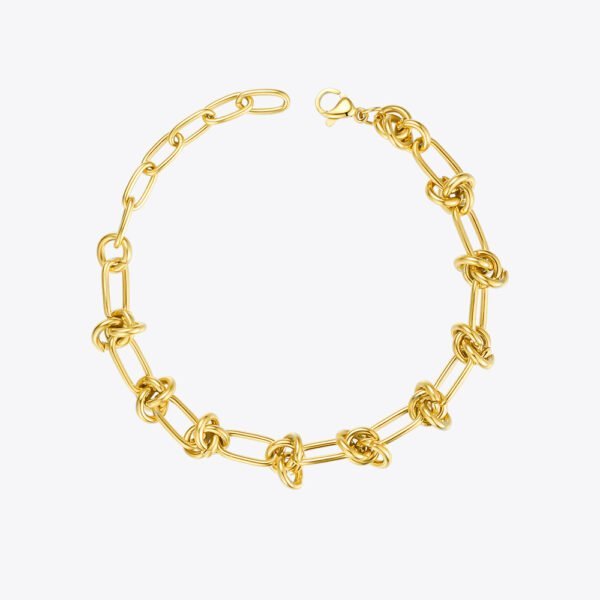 18K Gold Plated Titanium Steel Rope Knot Chain Bracelet Bracelets 4