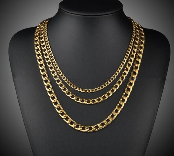 Hip Hop NK Necklace Wide Flat Men’s Thick Chain Stainless Steel 18K Gold Plated Necklaces 3