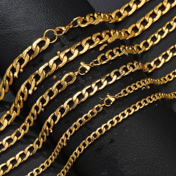 Hip Hop NK Necklace Wide Flat Men’s Thick Chain Stainless Steel 18K Gold Plated Necklaces 4