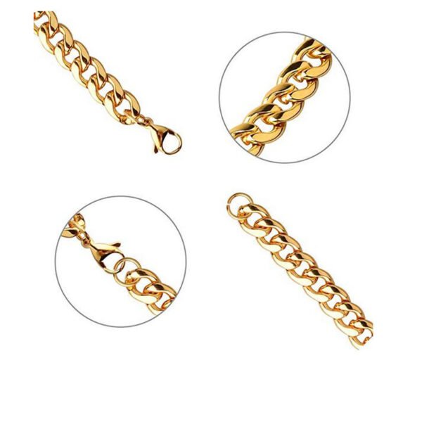 Hip Hop NK Necklace Wide Flat Men’s Thick Chain Stainless Steel 18K Gold Plated Necklaces 8