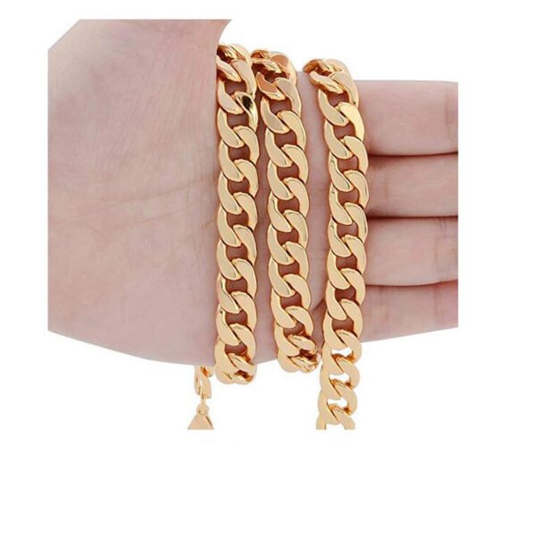 Hip Hop NK Necklace Wide Flat Men’s Thick Chain Stainless Steel 18K Gold Plated Necklaces 7