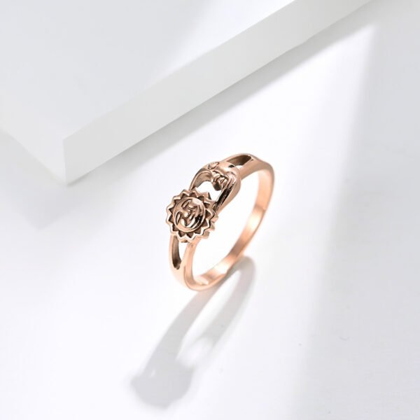 Unisex Men Women Rings Moon Sun Design Stainless Steel Rose Gold Silver Color Large US size 5 6 7 8 9 10 11 12 Rings 5