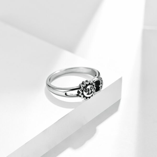 Unisex Men Women Rings Moon Sun Design Stainless Steel Rose Gold Silver Color Large US size 5 6 7 8 9 10 11 12 Rings 6