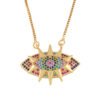 FLOLA Gold Filled Evil Eye Necklaces For Women Blue Eye Pendants Necklaces Crystal CZ Zircon Rainbow Jewelry Necklaces 10