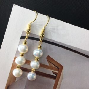 14K Gold Hand-Made Freshwater Pearl Earrings, Daily Wild Trend Earrings