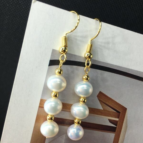 14K Gold Hand-Made Freshwater Pearl Earrings, Daily Wild Trend Earrings 6