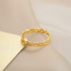 Twist Hollow Simple Rings For Women Girl Gold Color Stainless Steel Fashion Jewelry Rings 14